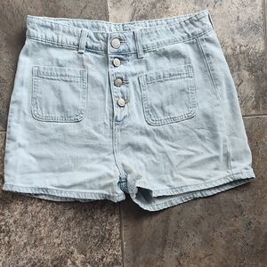 GOGO Light Blue High Waist Women's Shorts